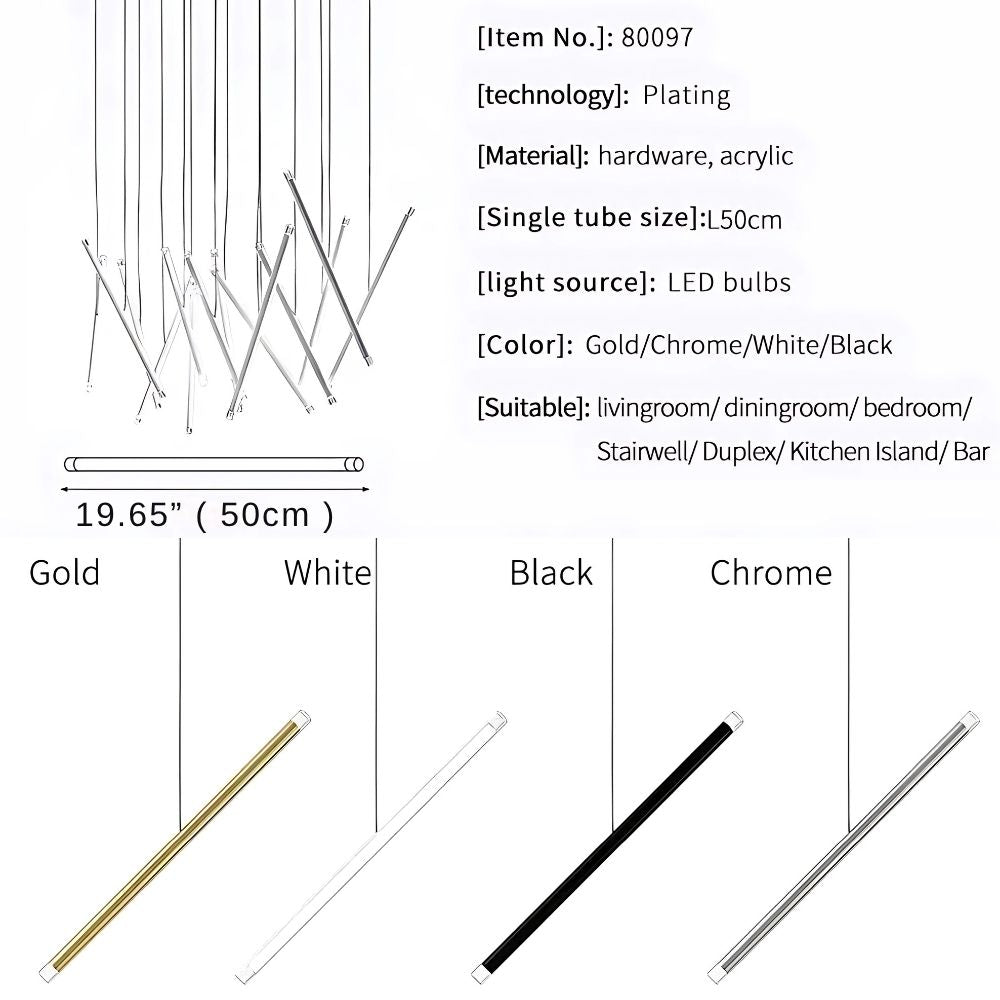 Seus Modern Long Chandelier for High Ceiling & Staircase