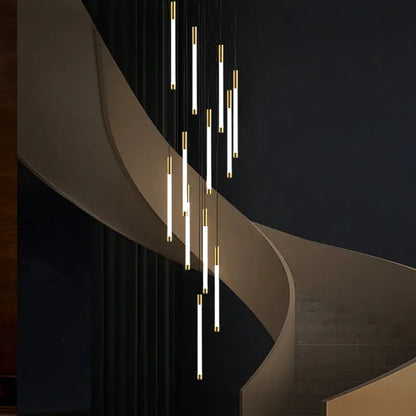 Atia Modern Long Chandelier For Staircase Black/Gold/Silver