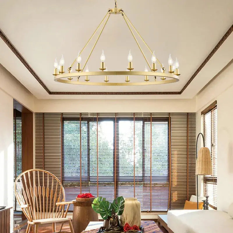 16-Light Round Wagon Wheel Chandelier Black/Gold/Silver