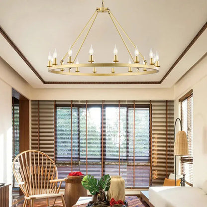 16-Light Round Wagon Wheel Chandelier Black/Gold/Silver