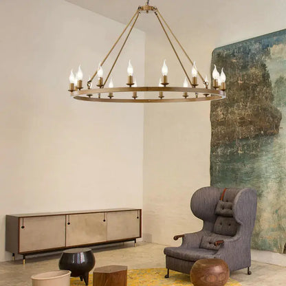 16-Light Round Wagon Wheel Chandelier Black/Gold/Silver