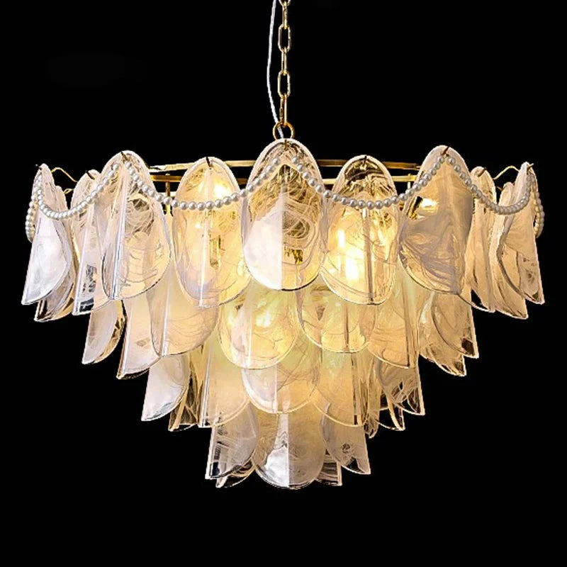 Sina 4 Tier Glass Pendant Chandelier
