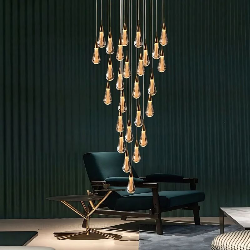 Spiral Raindrop Staircase Ceiling Lighting