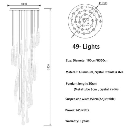 Spiral Raindrop Staircase Ceiling Lighting