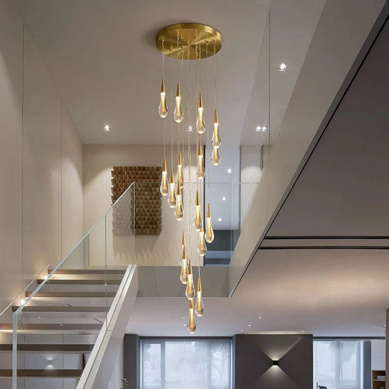 Spiral Raindrop Staircase Ceiling Lighting