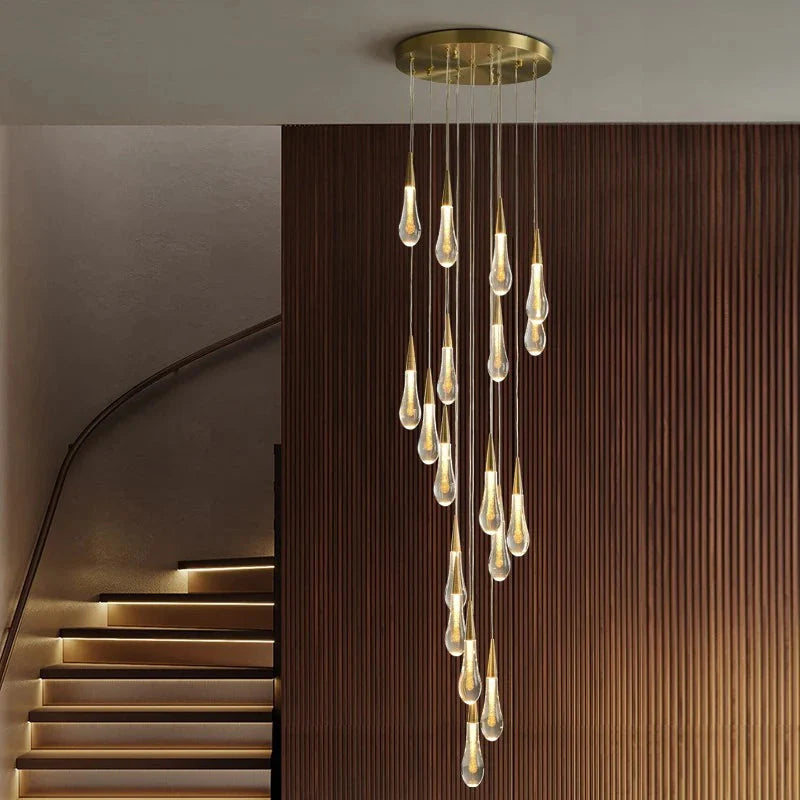 Spiral Raindrop Staircase Ceiling Lighting