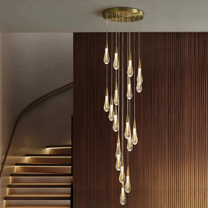 Spiral Raindrop Staircase Ceiling Lighting