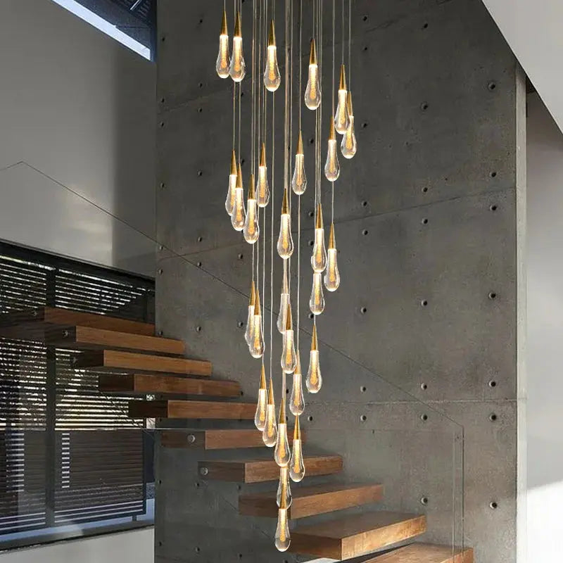 Spiral Raindrop Staircase Ceiling Lighting