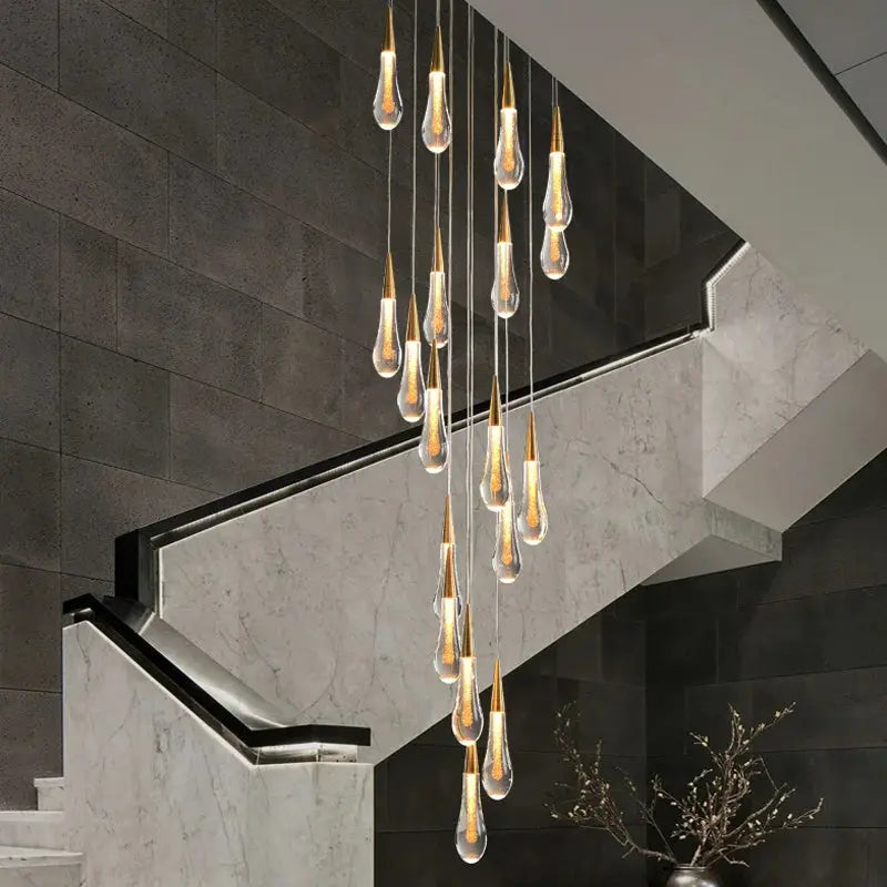 Spiral Raindrop Staircase Ceiling Lighting