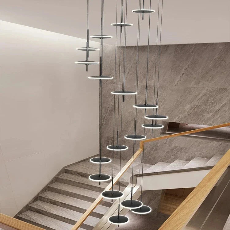 Spiral Round Scandinavian Chandelier for Staircase