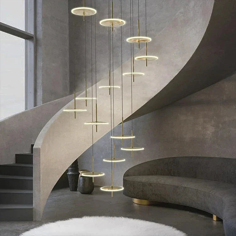 Spiral Round Scandinavian Chandelier for Staircase