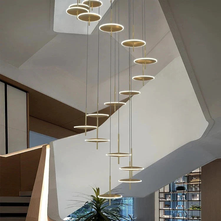 Spiral Round Scandinavian Chandelier for Staircase