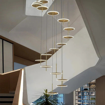 Spiral Round Scandinavian Chandelier for Staircase