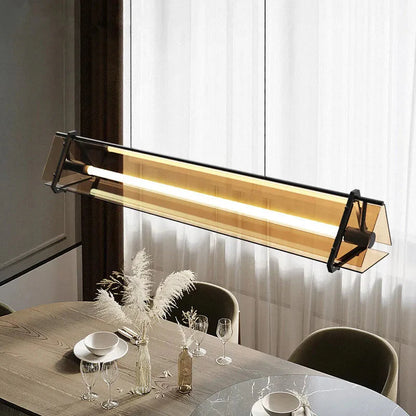Classic Modern Linear Pendant Lamp Over Dining Table