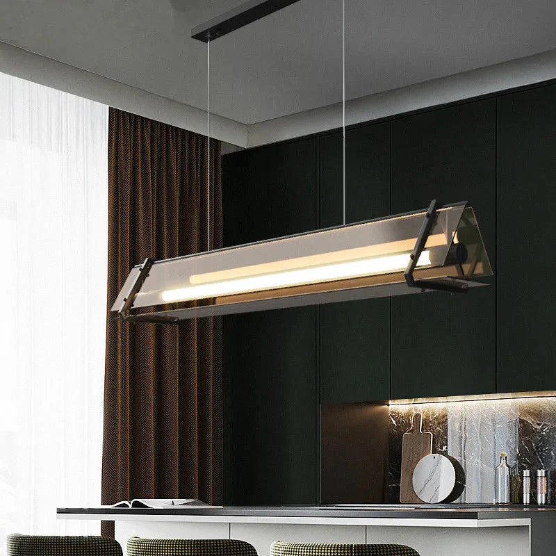 Classic Modern Linear Pendant Lamp Over Dining Table