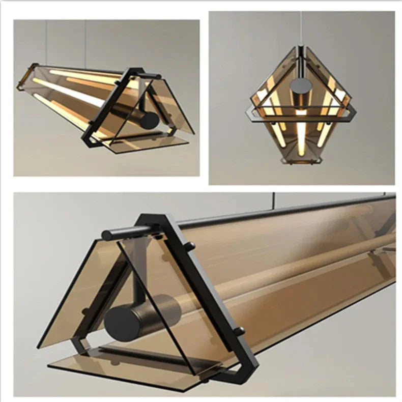 Classic Modern Linear Pendant Lamp Over Dining Table