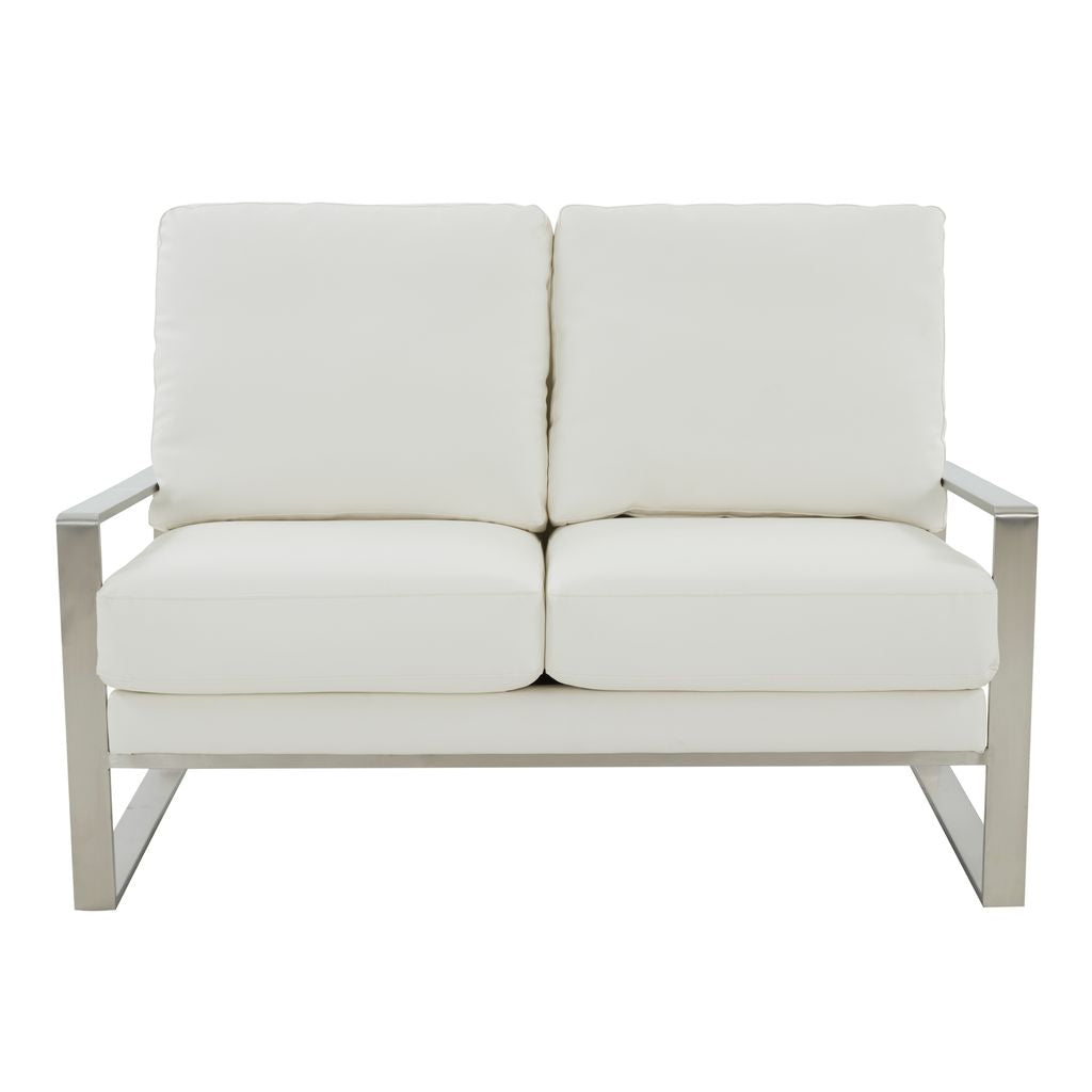 Emil Faux Leather Loveseat - Silver Frame