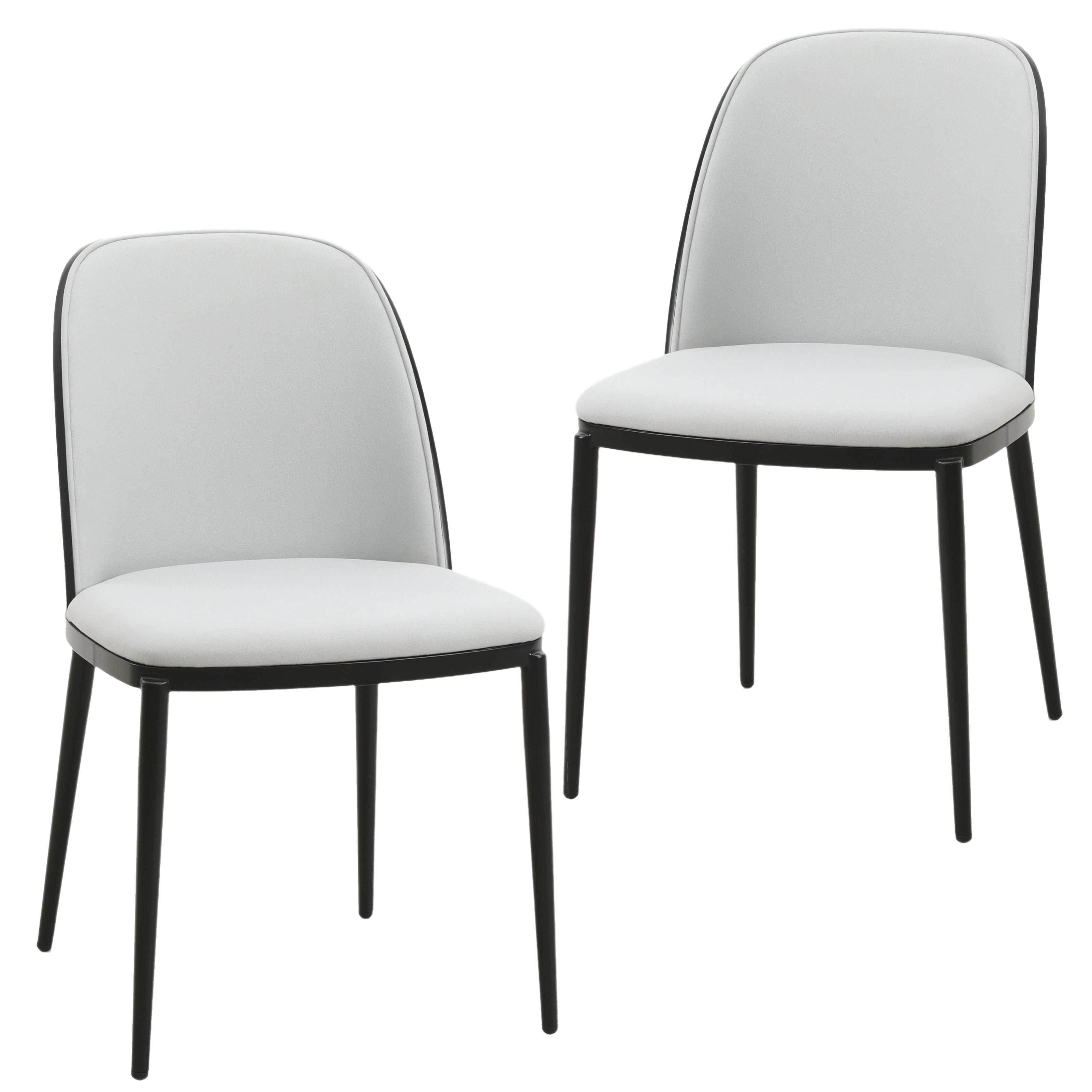 Tule Mid-Century Modern Dining Side Chair with Velvet Seat and Steel Frame Set of 2