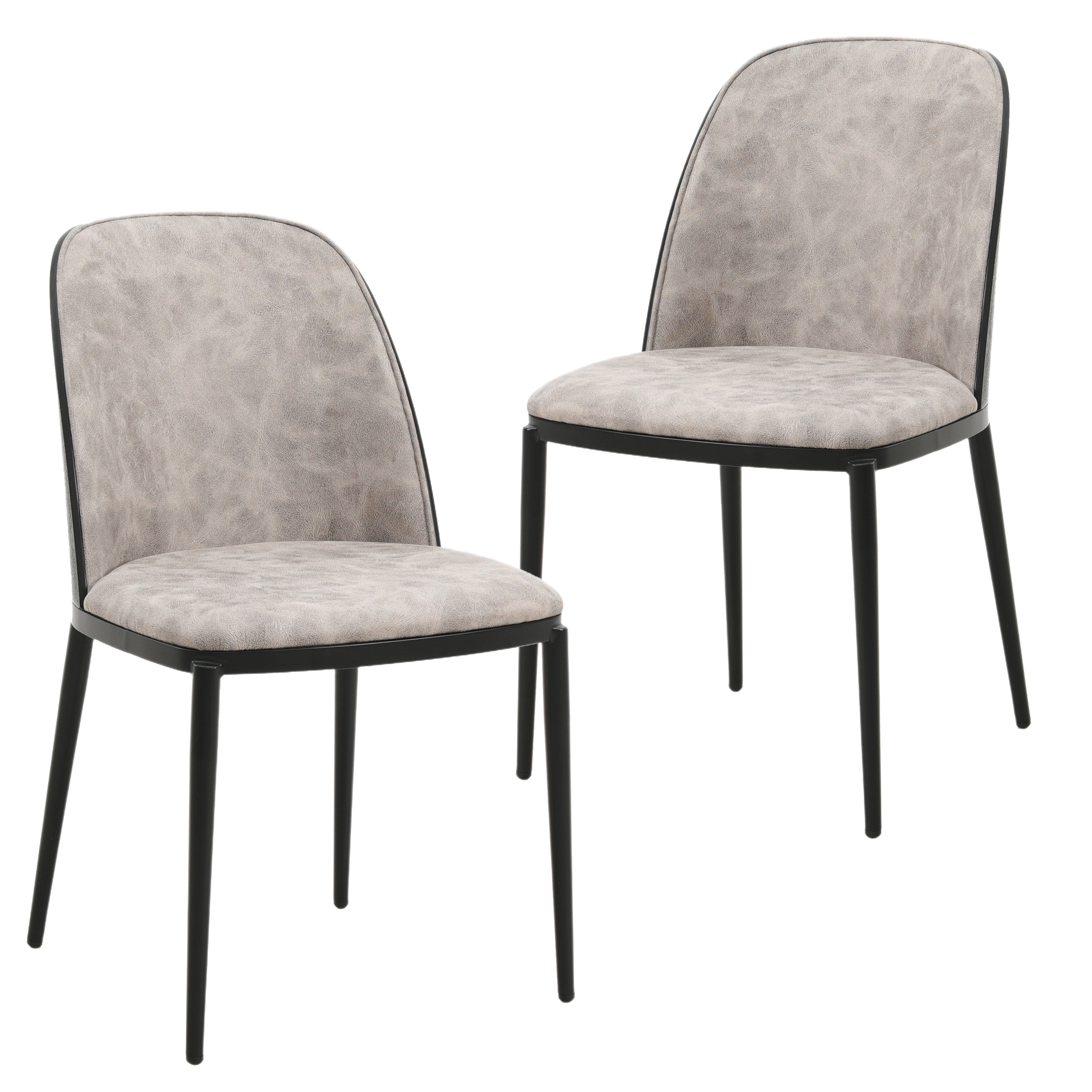 Tule Mid-Century Modern Dining Side Chair with Sueade Fabric Seat and Steel Frame Set of 2