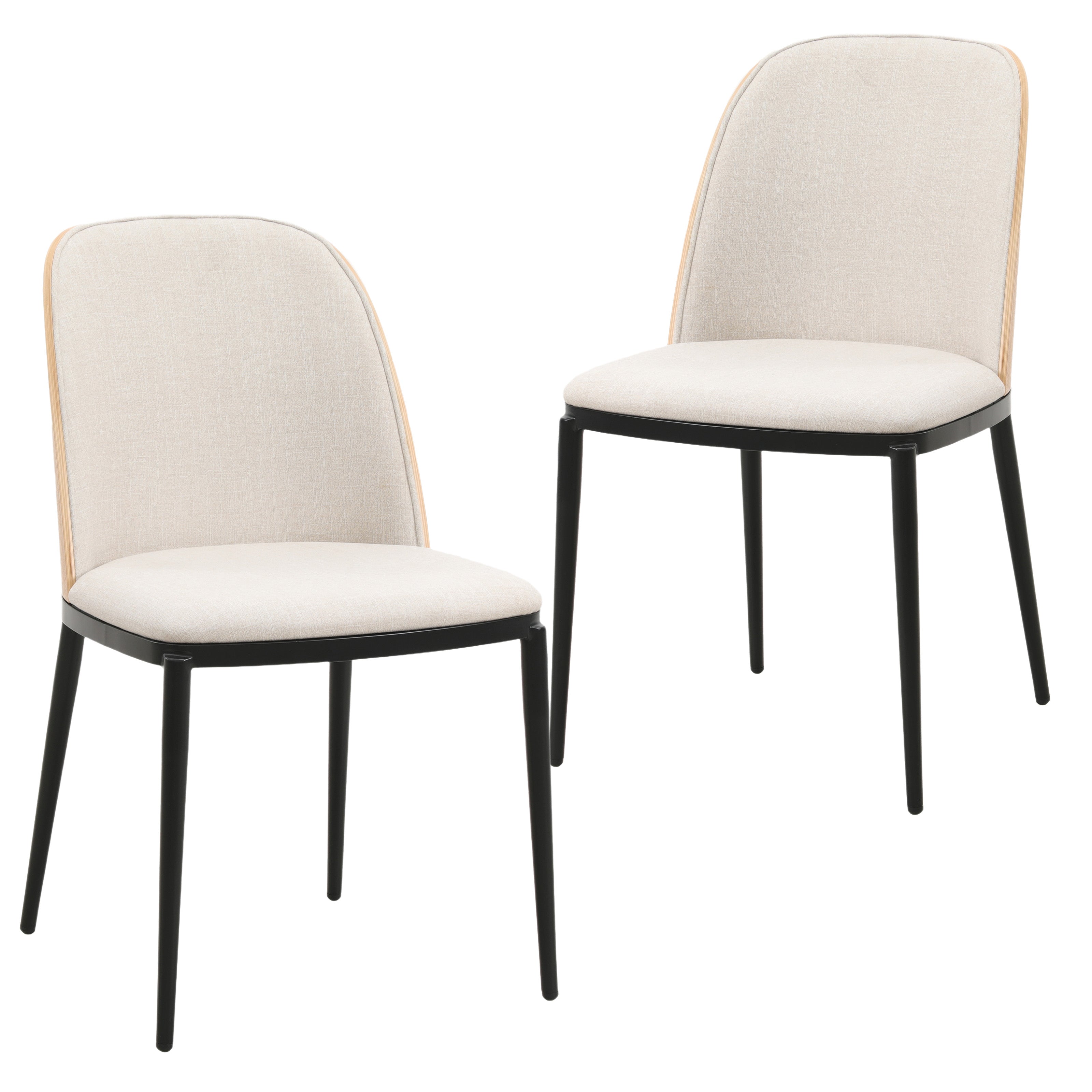 Tule Mid-Century Modern Dining Side Chair with Velvet Seat and Steel Frame Set of 2