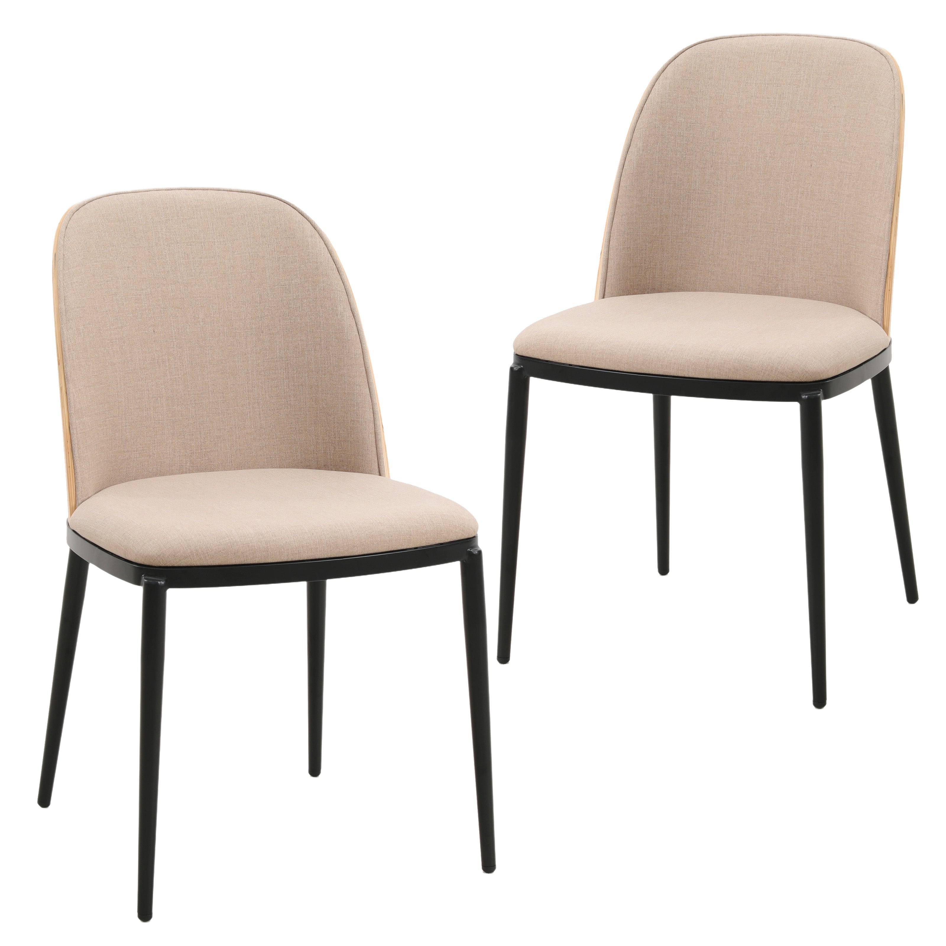 Tule Mid-Century Modern Dining Side Chair with Velvet Seat and Steel Frame Set of 2