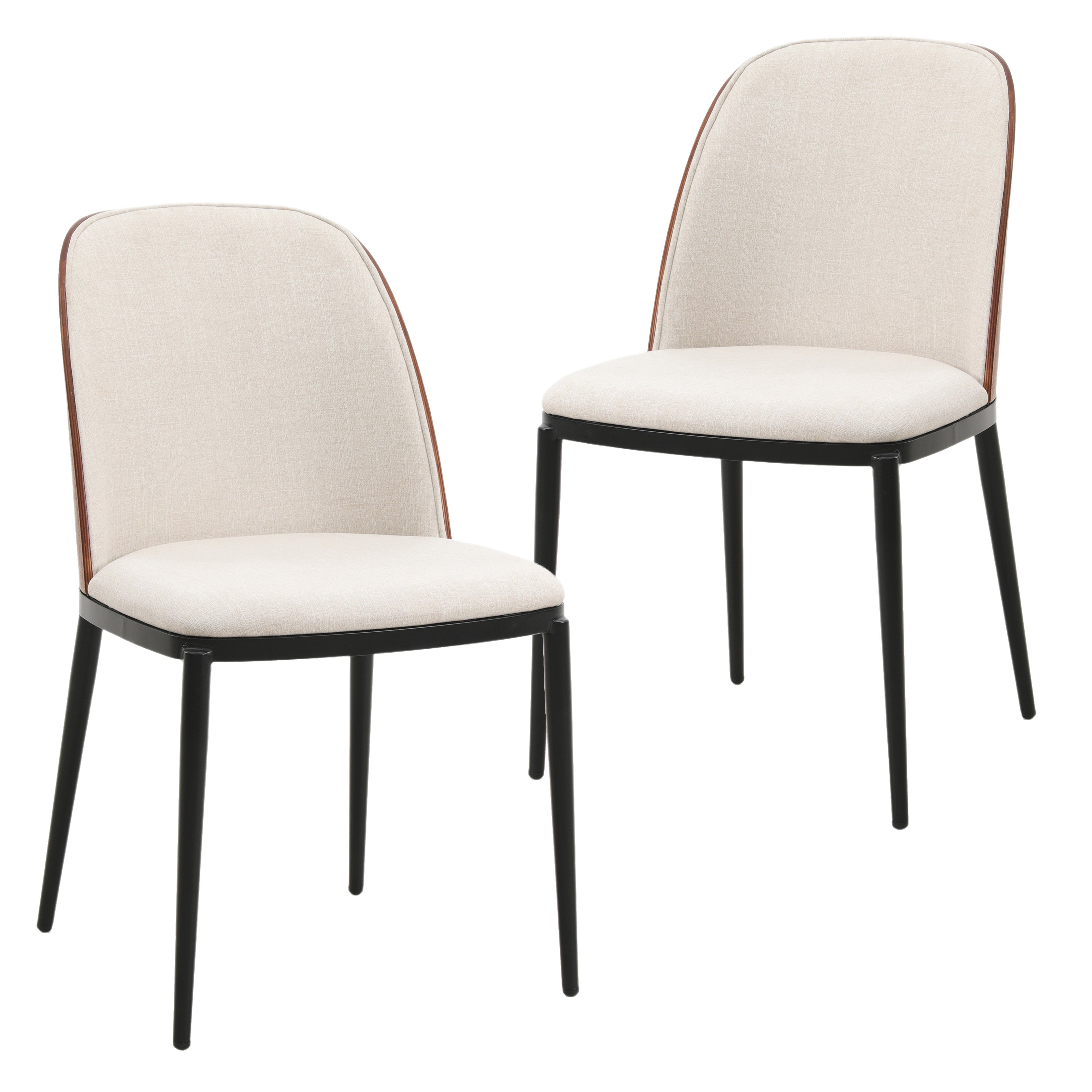 Tule Mid-Century Modern Dining Side Chair with Velvet Seat and Steel Frame Set of 2