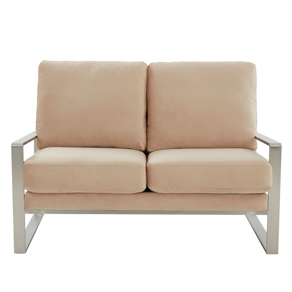 Emil Velvet Loveseat - Silver Frame