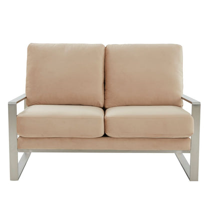 Emil Velvet Loveseat - Silver Frame