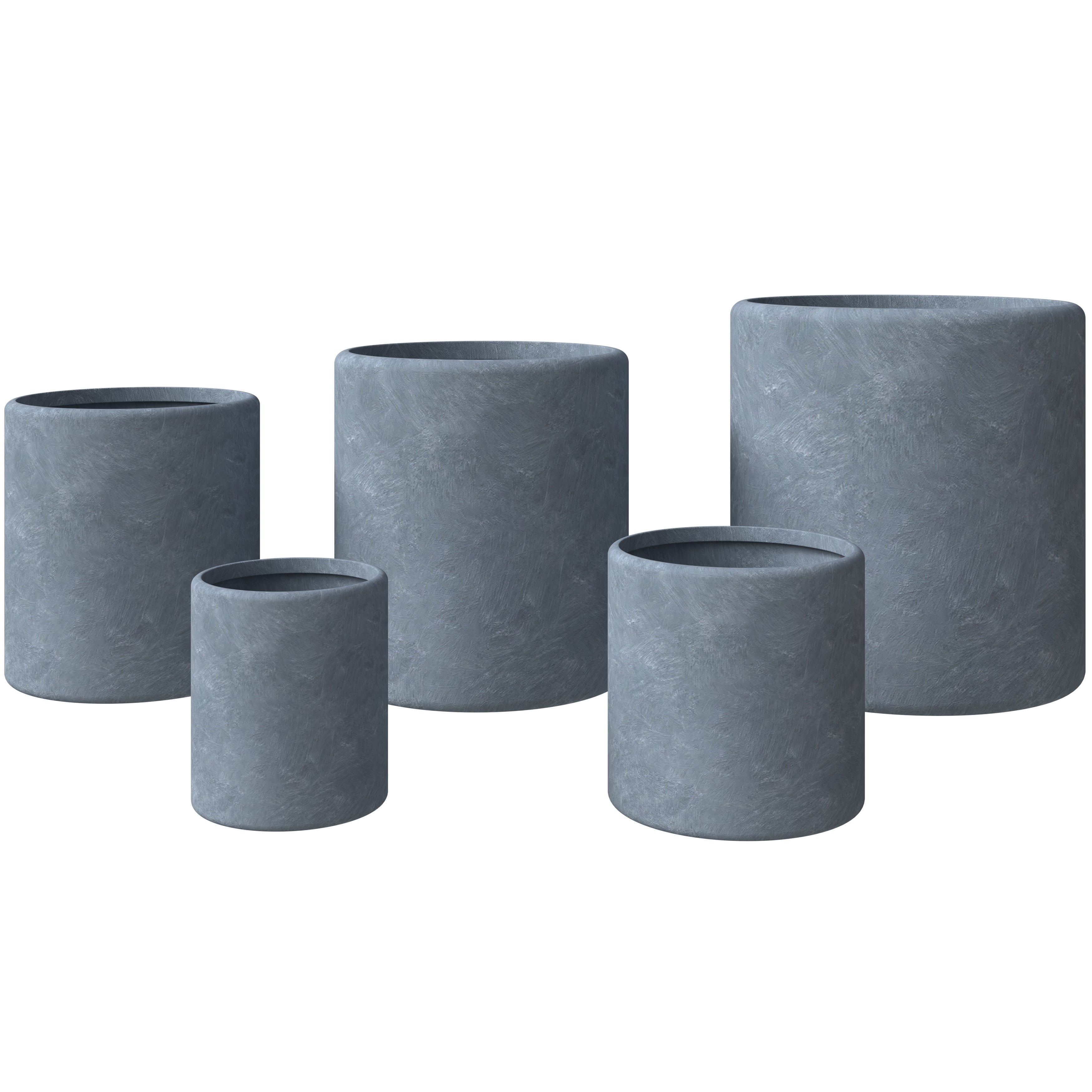 Tundra Series Poly Stone Planter Set in Aged Concrete