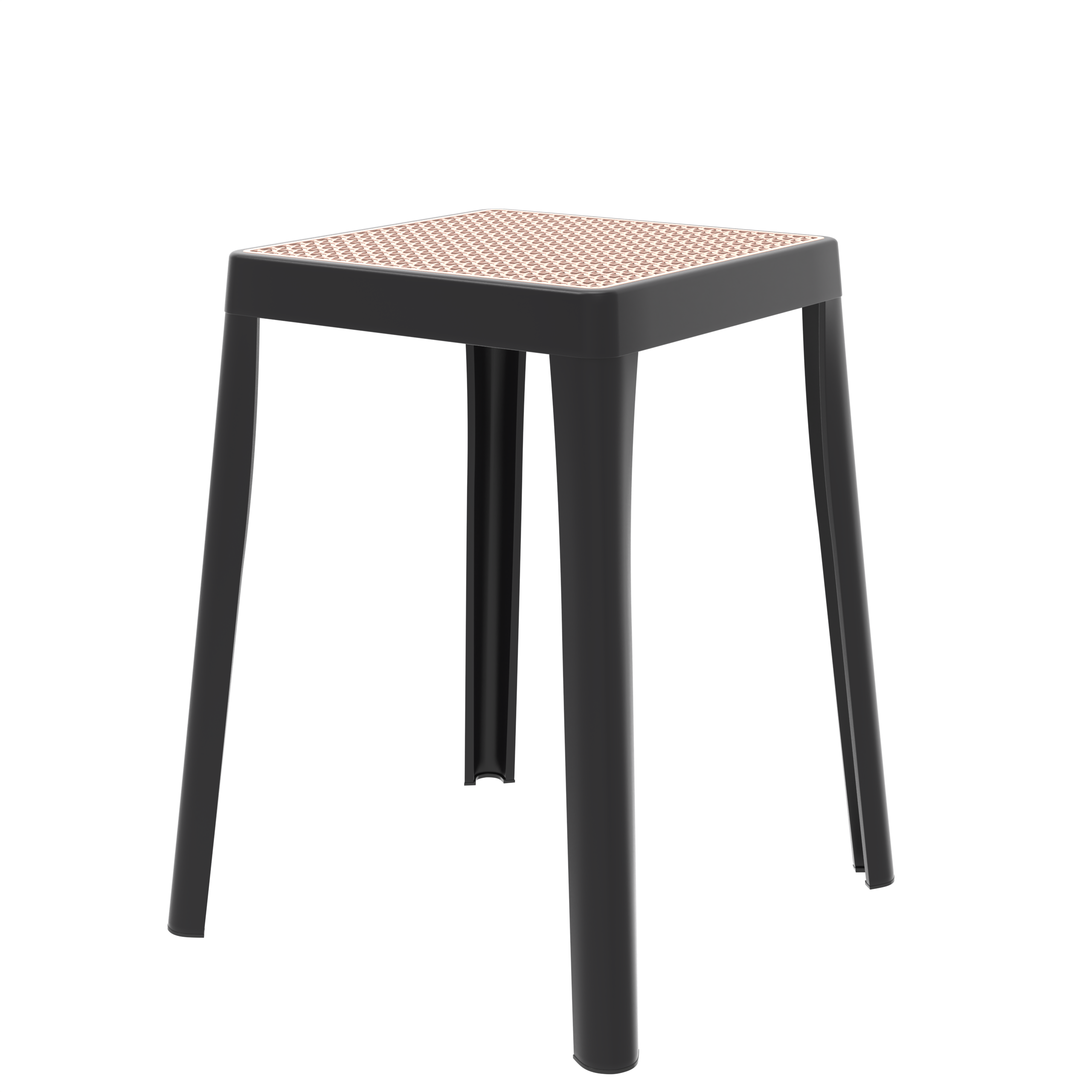 Tresse Series Stackable Poly Stool With Wicker Top 12 in Black