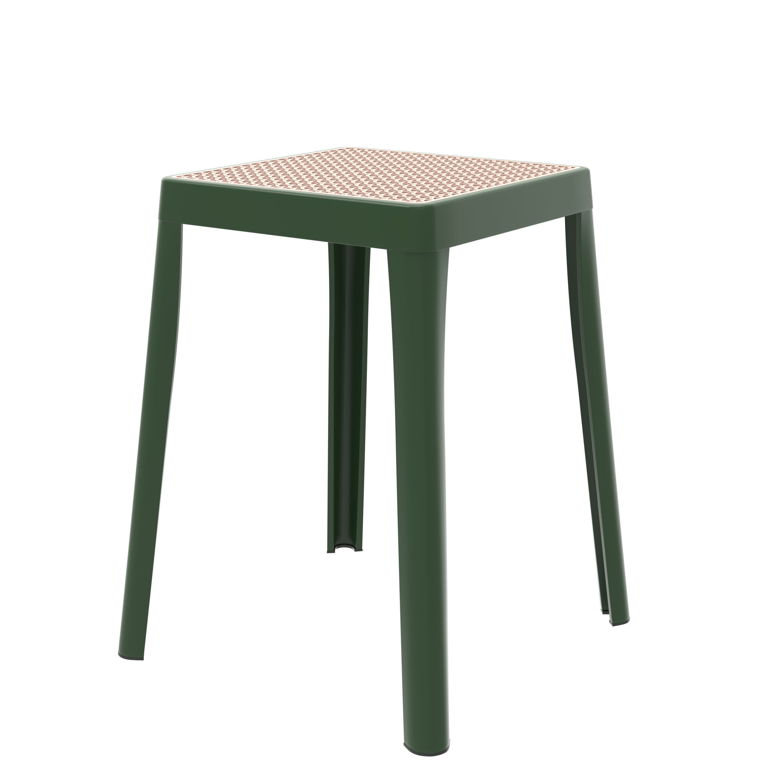 Tresse Series Stackable Poly Stool With Wicker Top 12 in Green