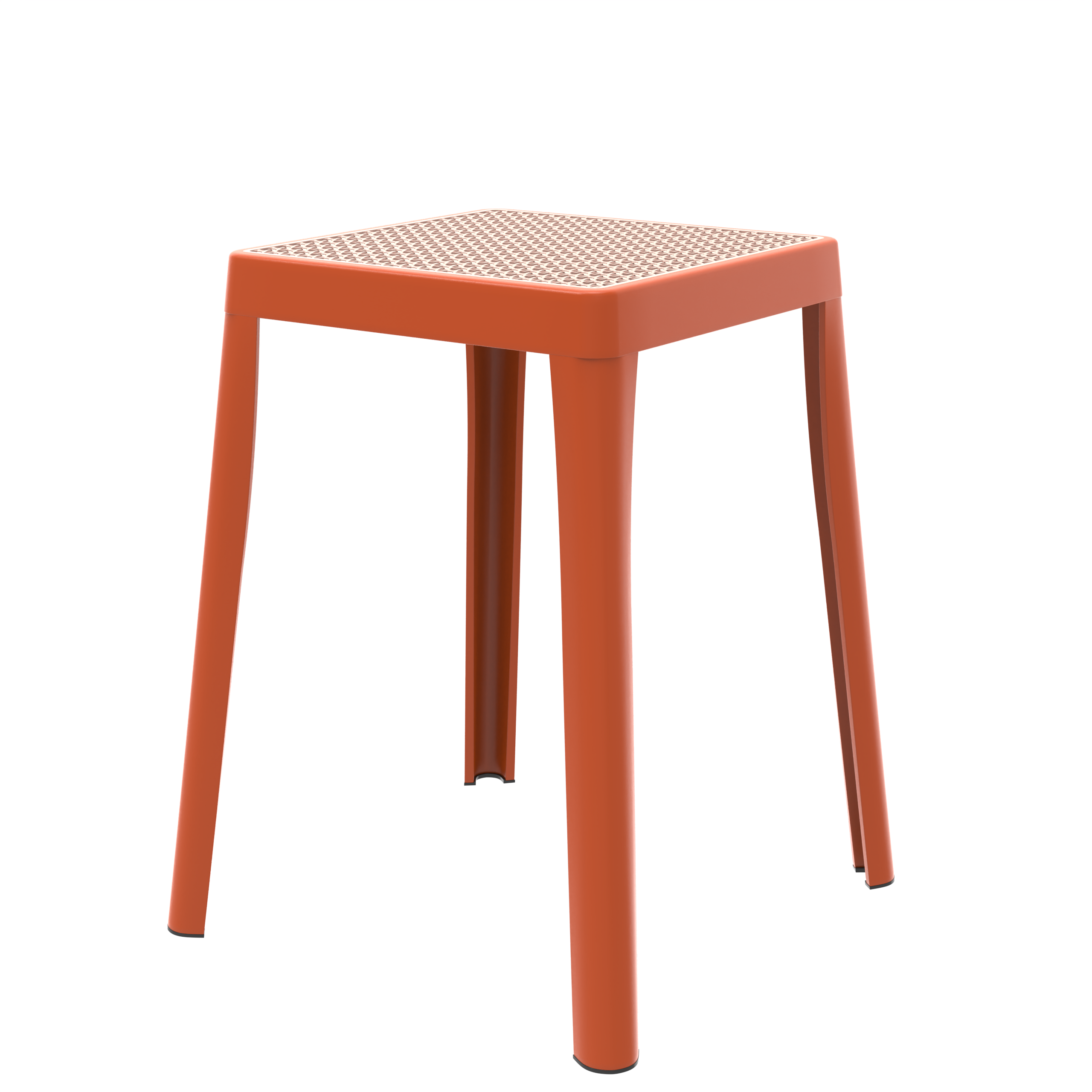 Tresse Series Stackable Poly Stool With Wicker Top 12 in Orange