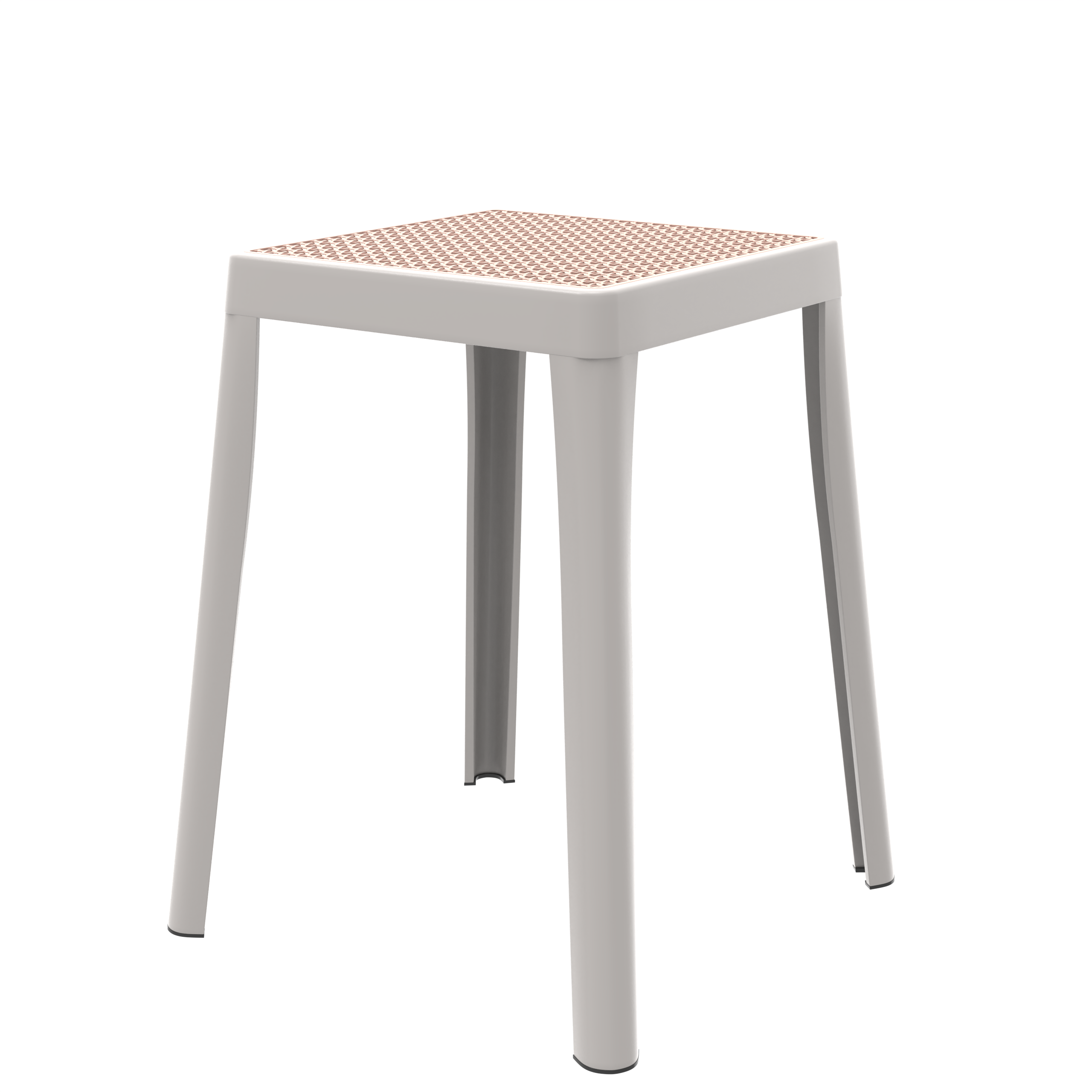 Tresse Series Stackable Poly Stool With Wicker Top 12 in White