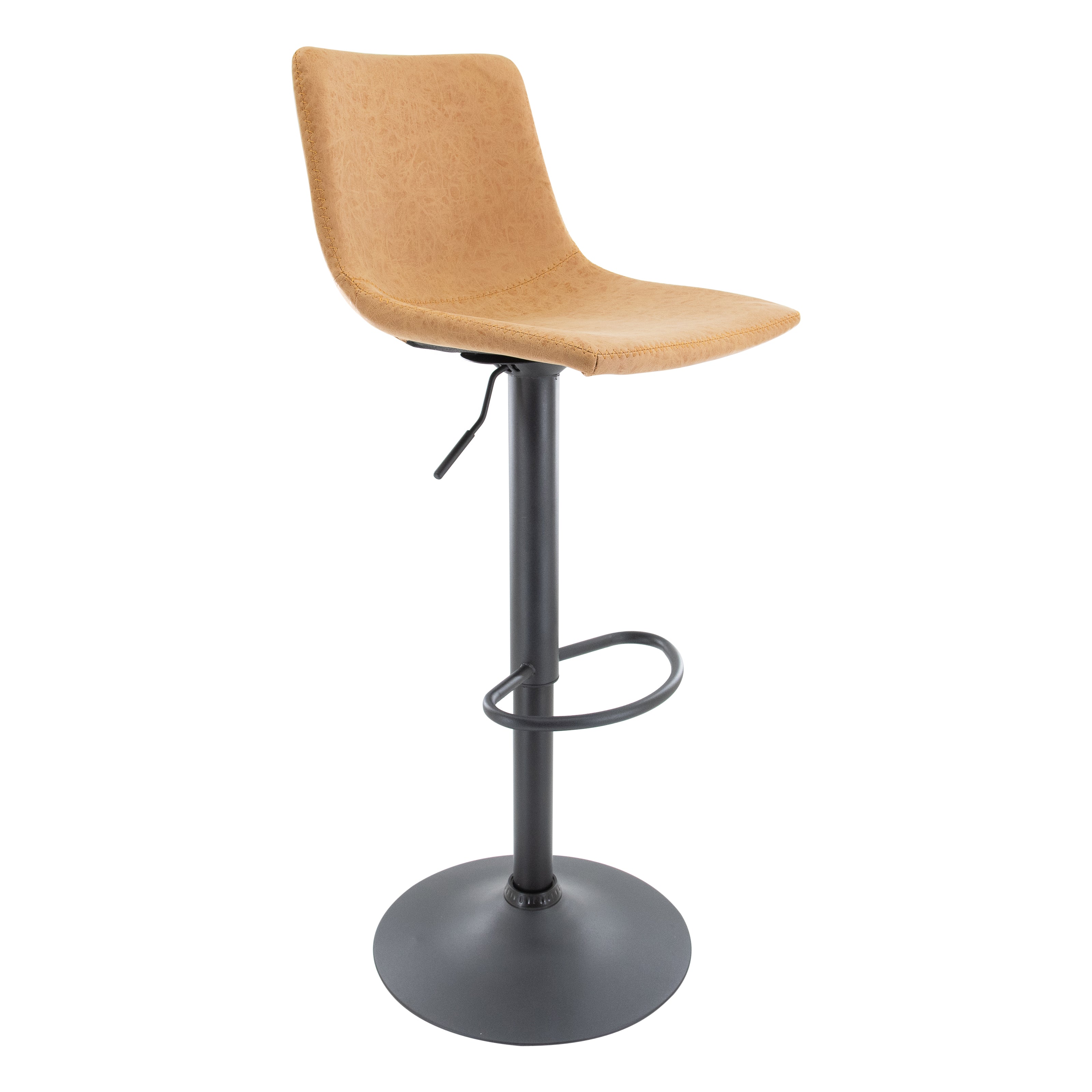 Tilbury Modern Adjustable Bar Stool With Footrest & 360-Degree Swivel in Light Brown