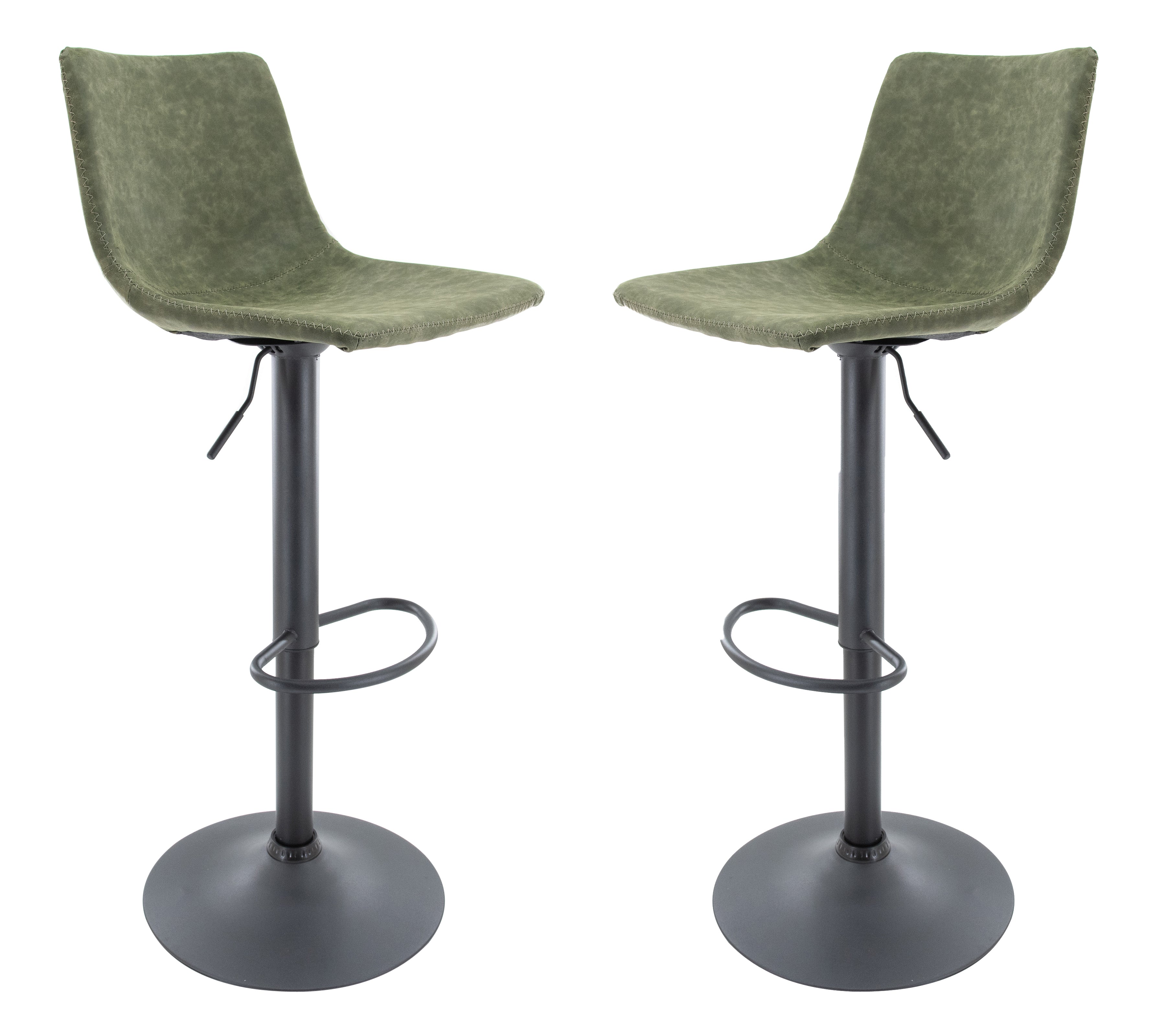 Tilbury Modern Adjustable Bar Stool With Footrest & 360-Degree Swivel Set of 2 in Charcoal Black