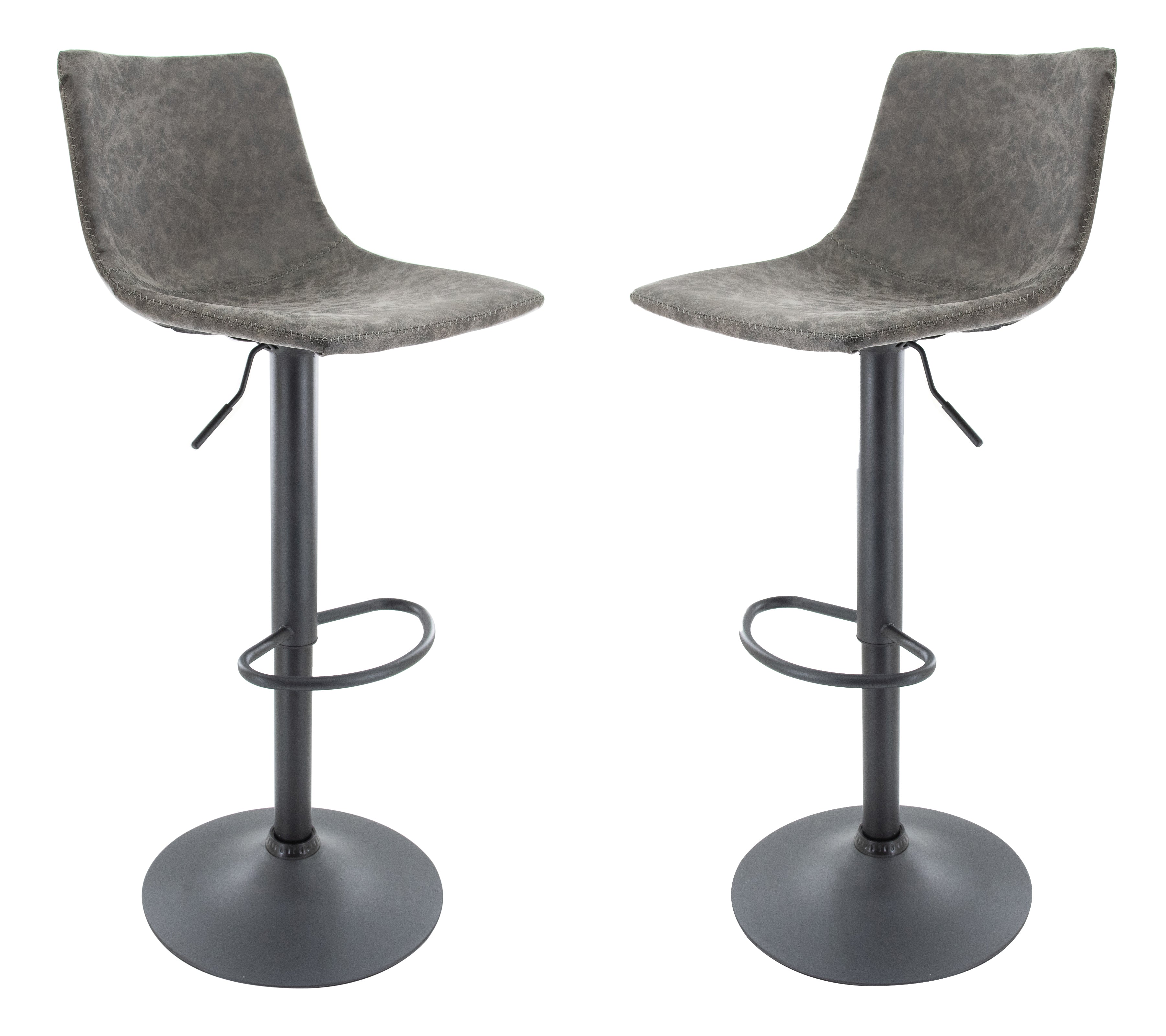 Tilbury Modern Adjustable Bar Stool With Footrest & 360-Degree Swivel Set of 2 in Grey