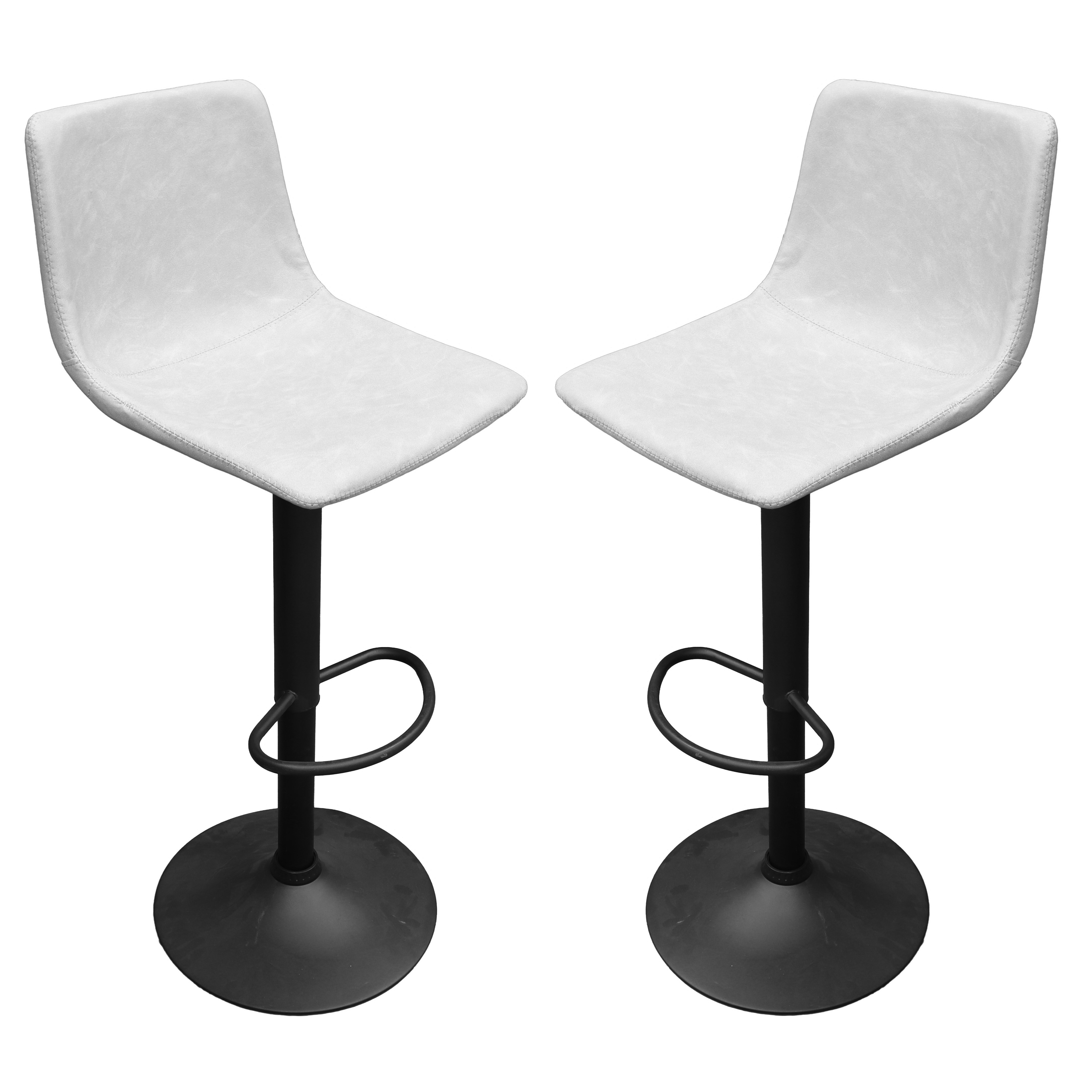 Tilbury Modern Adjustable Bar Stool With Footrest & 360-Degree Swivel Set of 2 in Light Grey