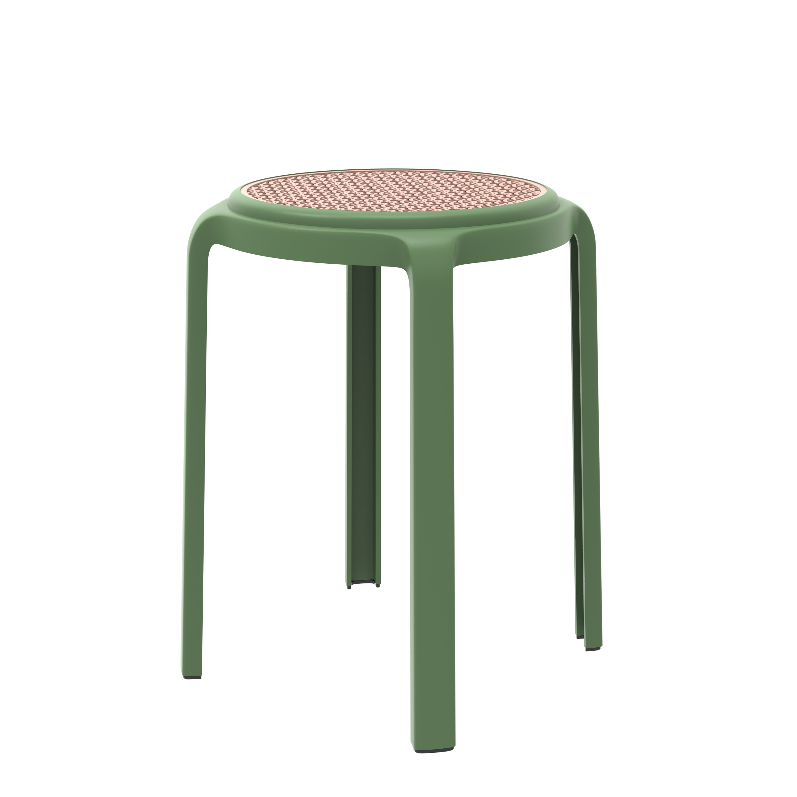 Tresse Series Stackable Round Poly Stool With Wicker Top 13 in Black