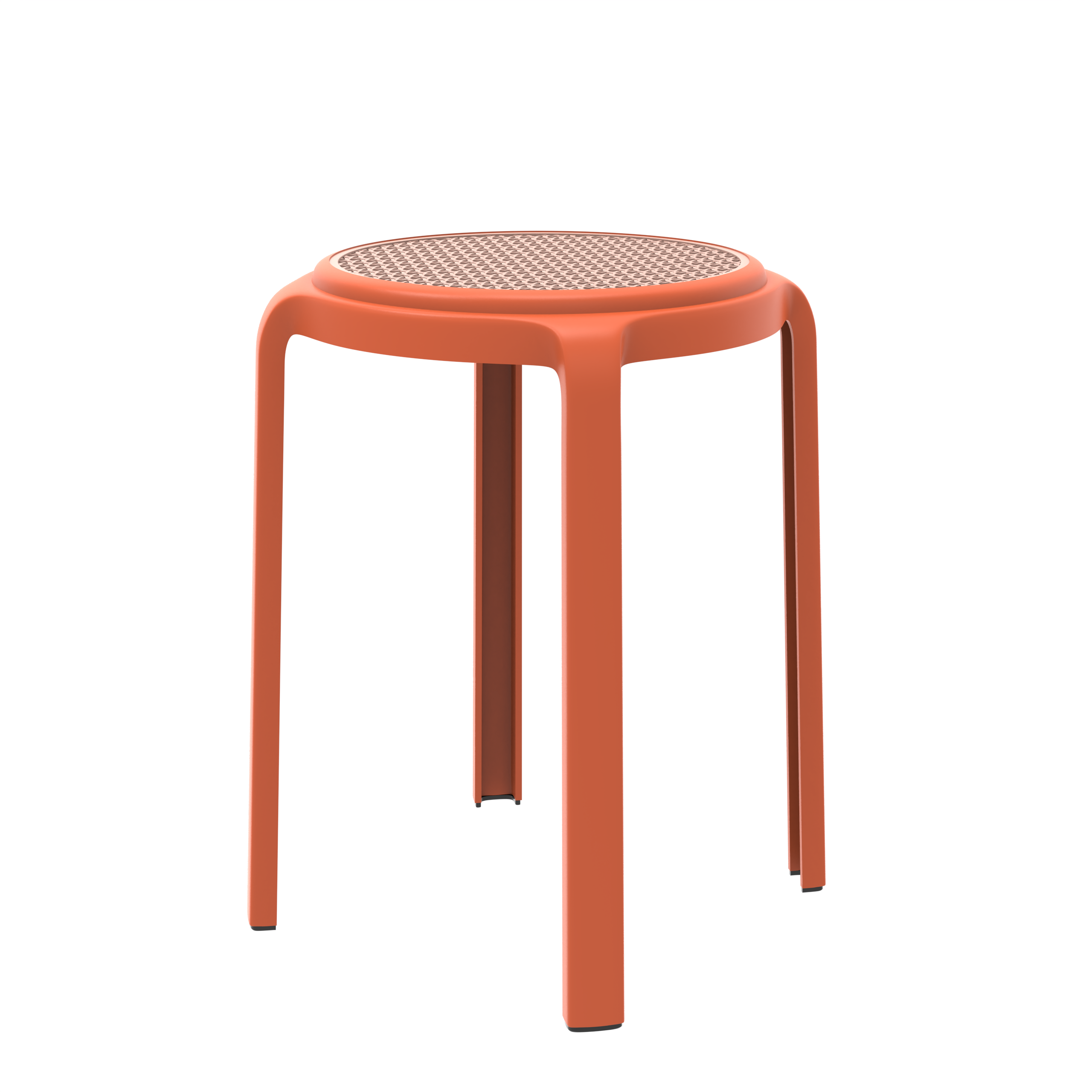 Tresse Series Stackable Round Poly Stool With Wicker Top 13 in Orange