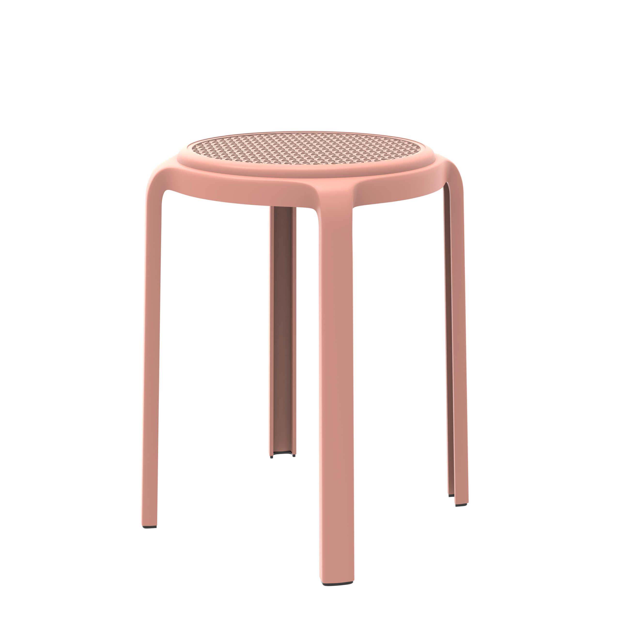 Tresse Series Stackable Round Poly Stool With Wicker Top 13 in Pink