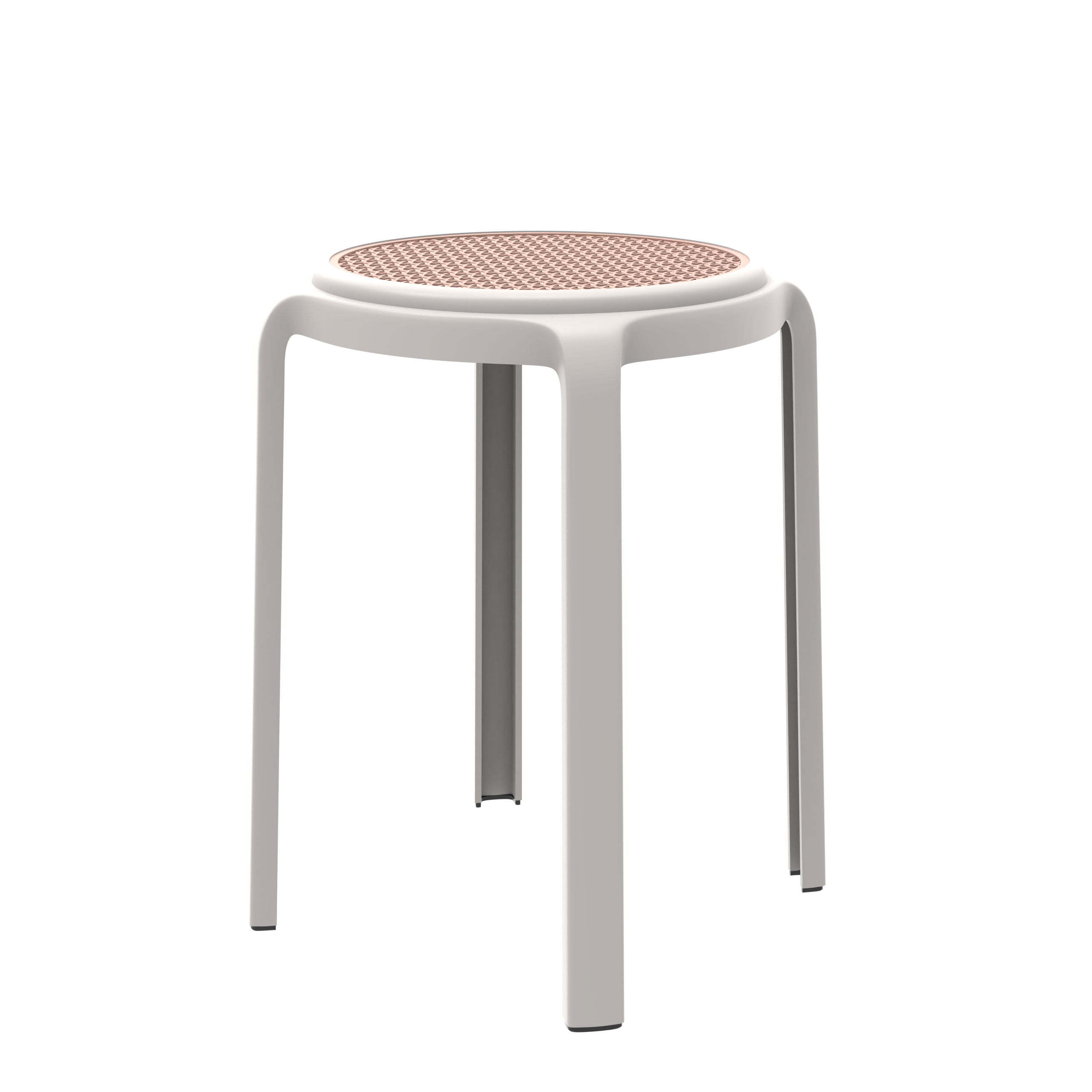 Tresse Series Stackable Round Poly Stool With Wicker Top 13 in White