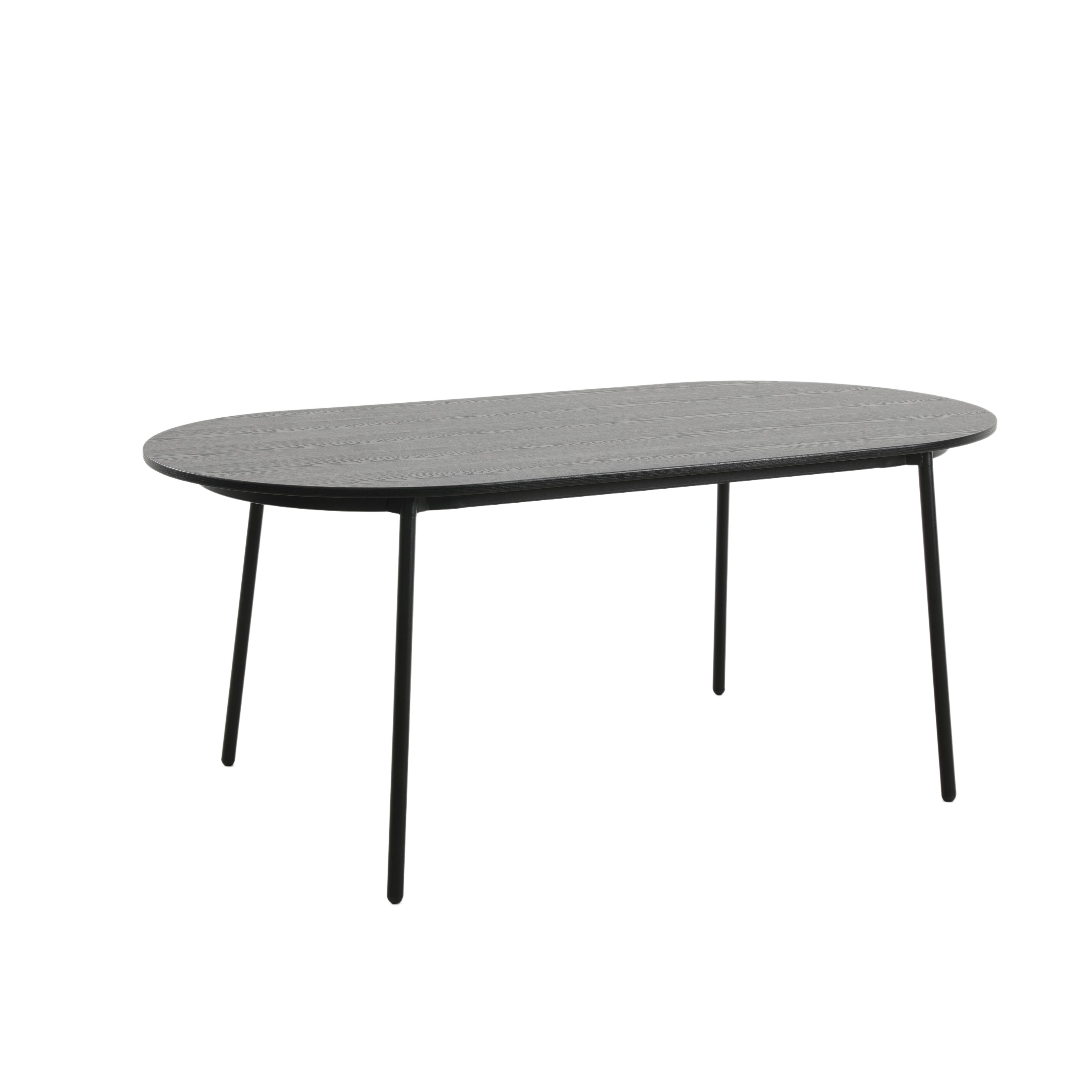 Tule Modern 71" Oval Dining Table with MDF Top and Black Steel Legs in Black