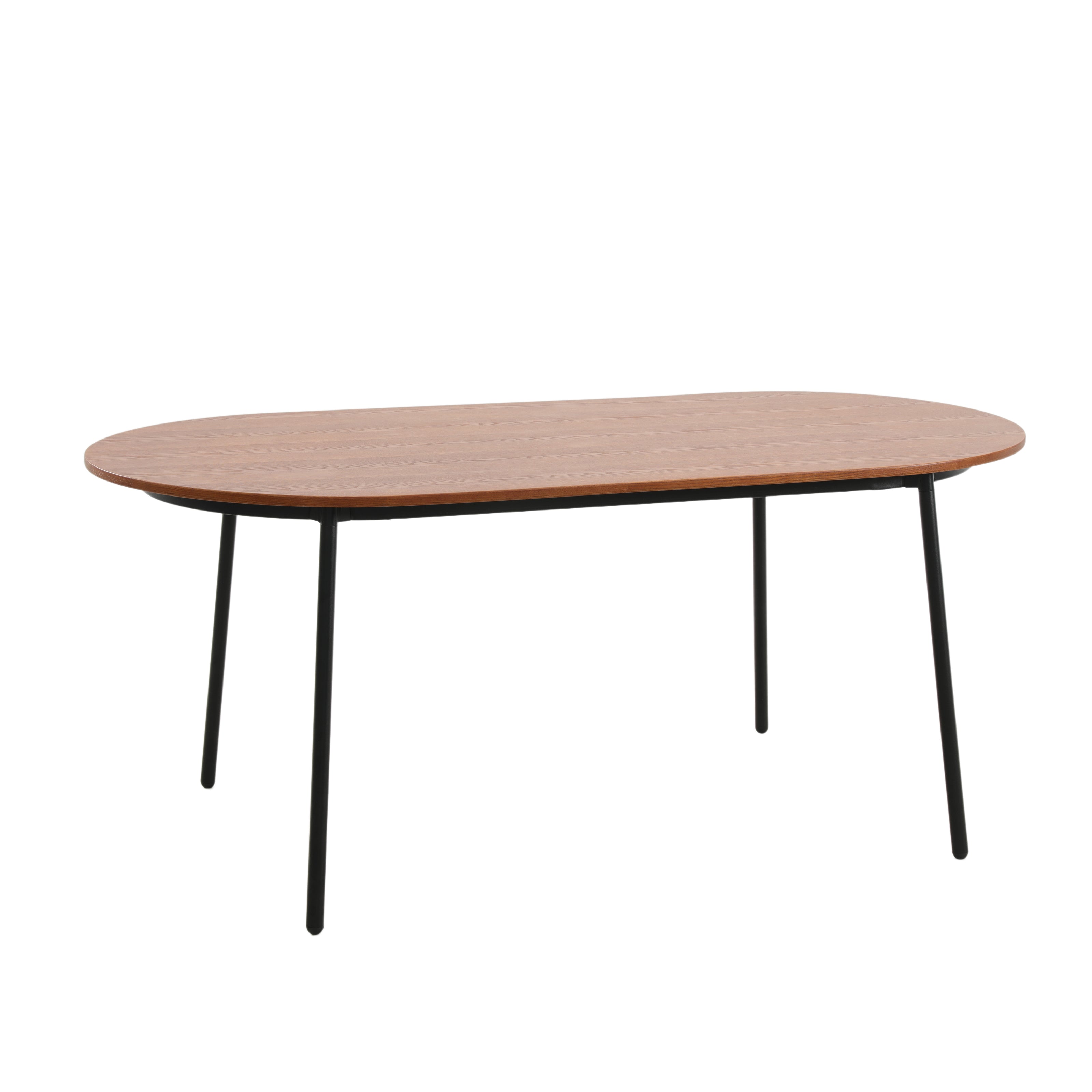 Tule Modern 71" Oval Dining Table with MDF Top and Black Steel Legs in Walnut