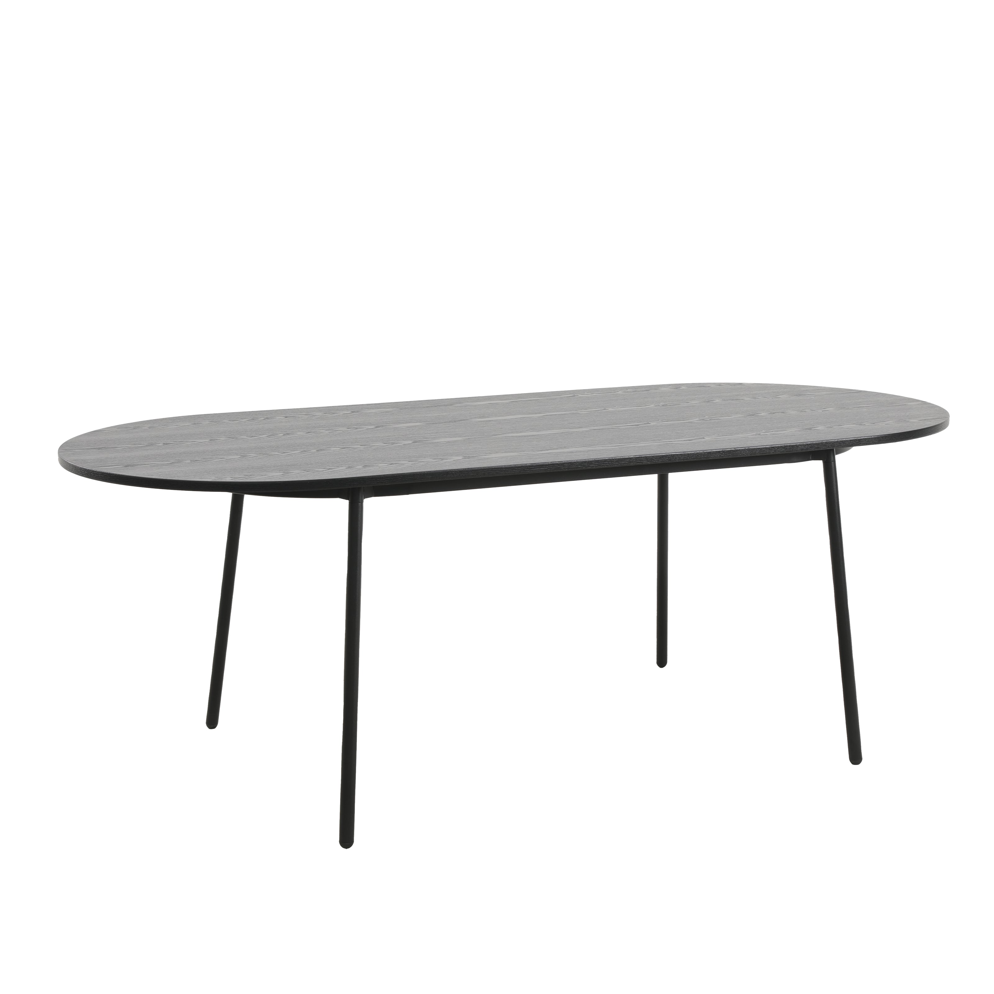 Tule Modern 83" Oval Dining Table with MDF Top and Black Steel Legs in Black