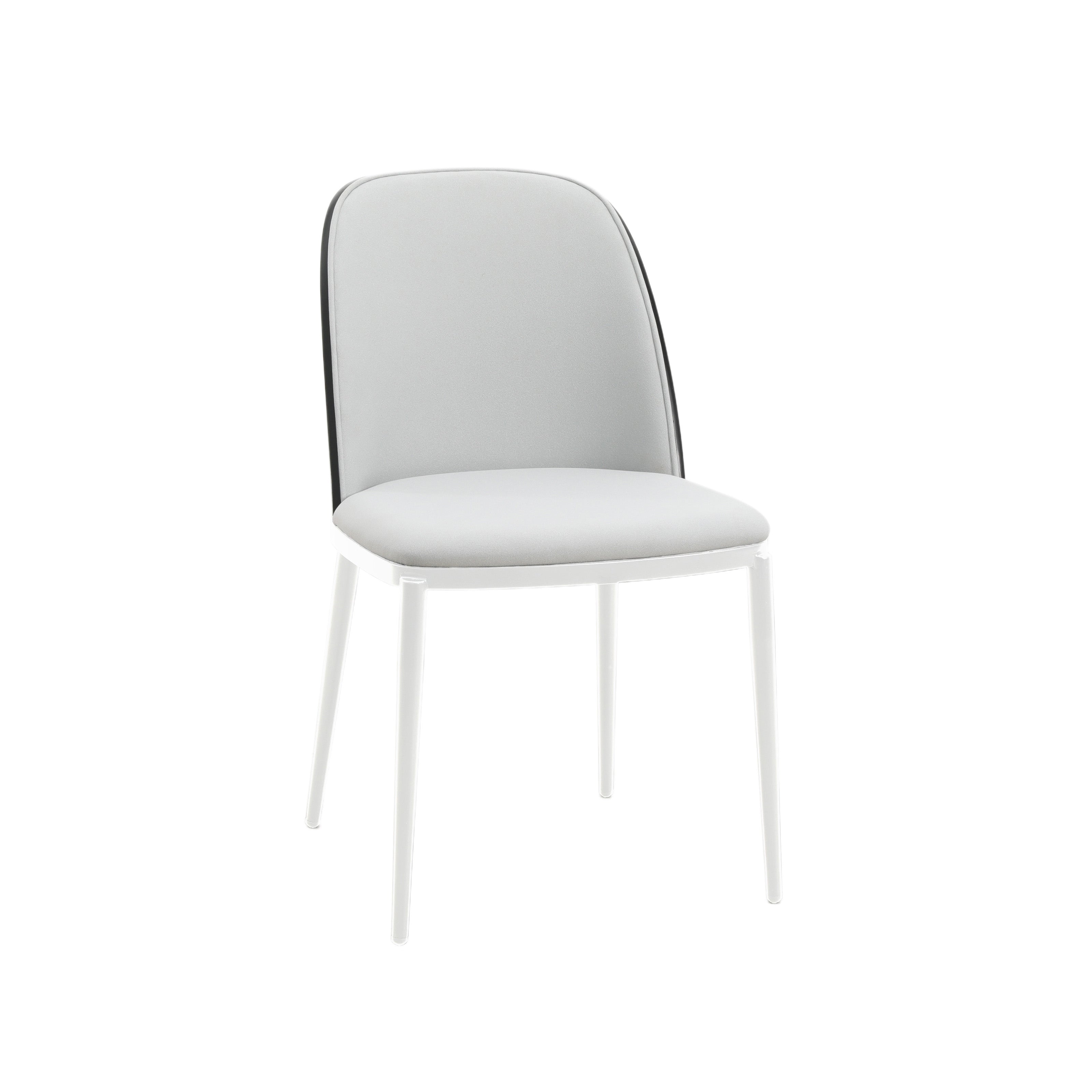 Tule Mid-Century Modern Dining Side Chair with Velvet Seat and White Powder-Coated Steel Frame