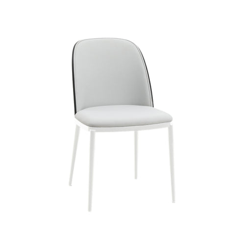 Tule Mid-Century Modern Dining Side Chair with Velvet Seat and White Powder-Coated Steel Frame