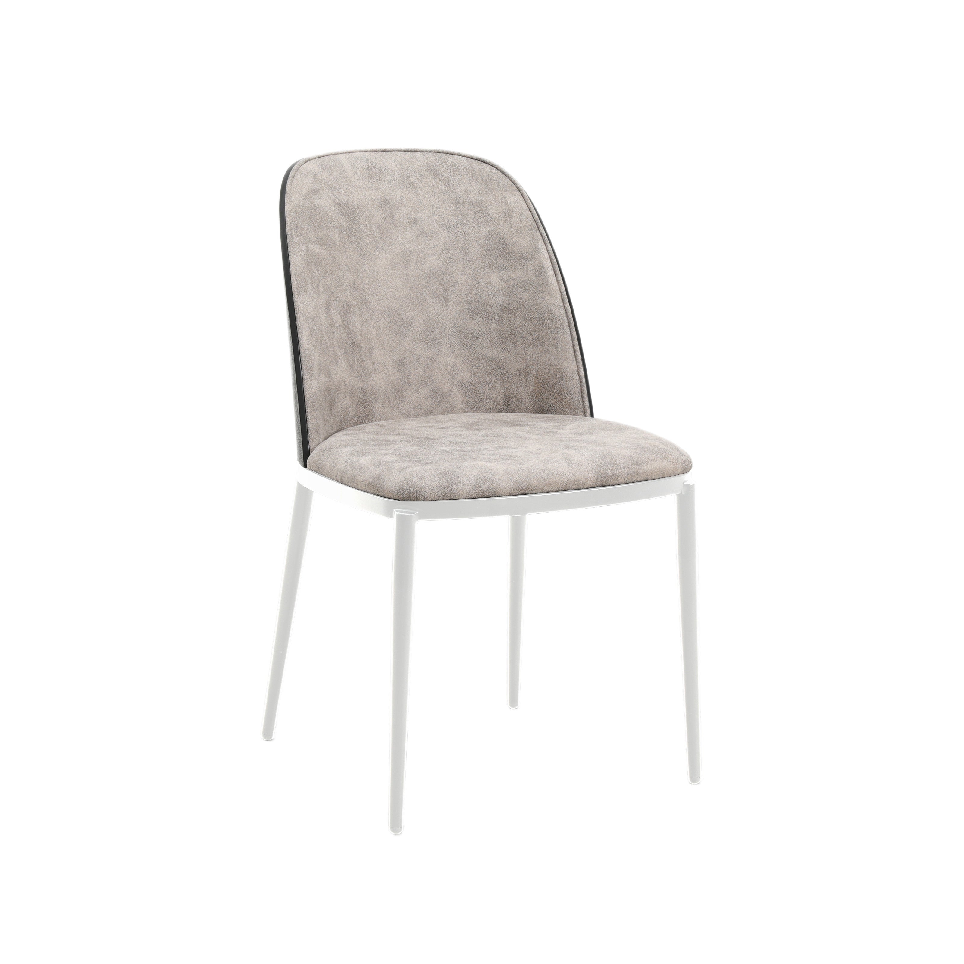 Tule Mid-Century Modern Dining Side Chair with Fabric Seat and White Powder-Coated Steel Frame