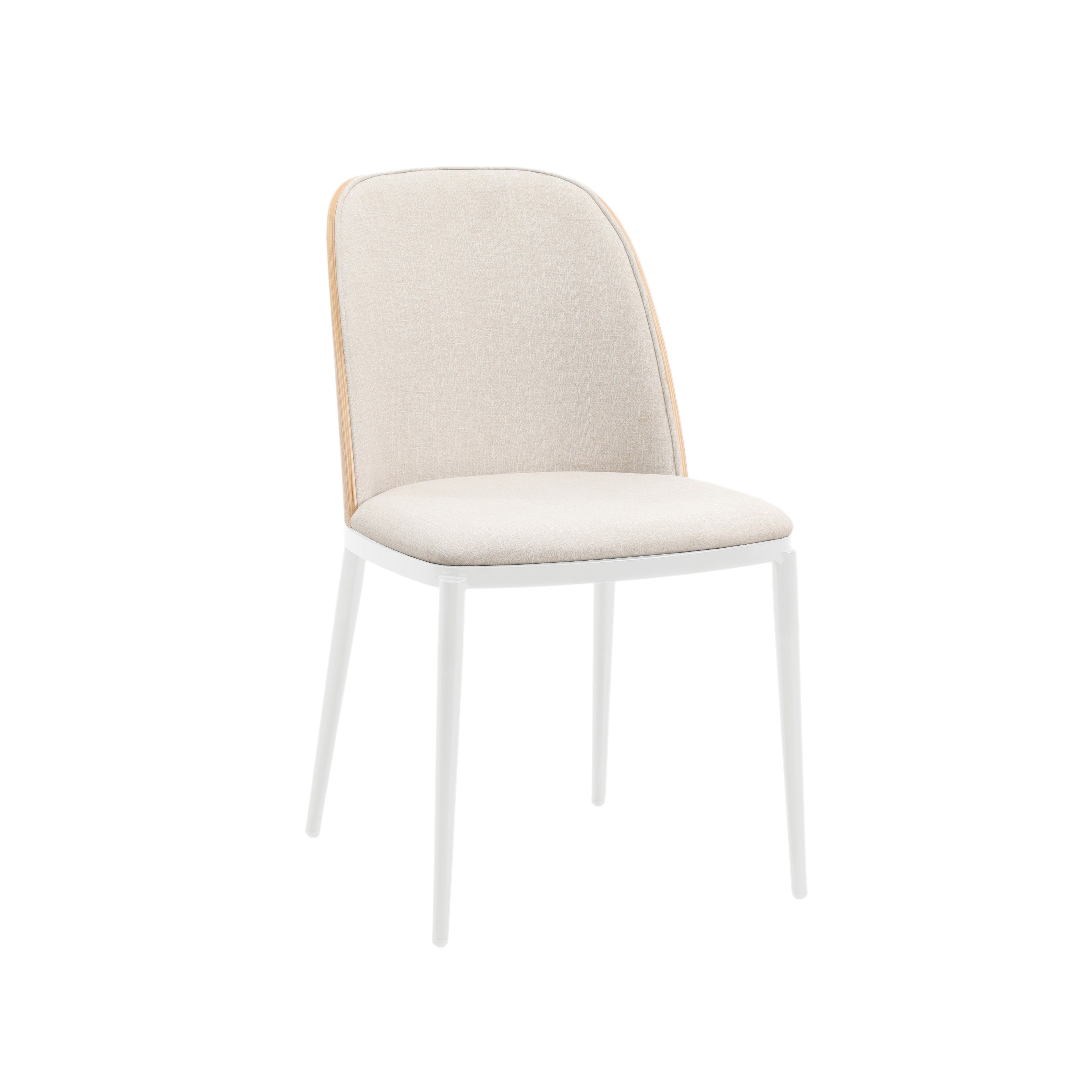 Tule Mid-Century Modern Dining Side Chair with Velvet Seat and White Powder-Coated Steel Frame