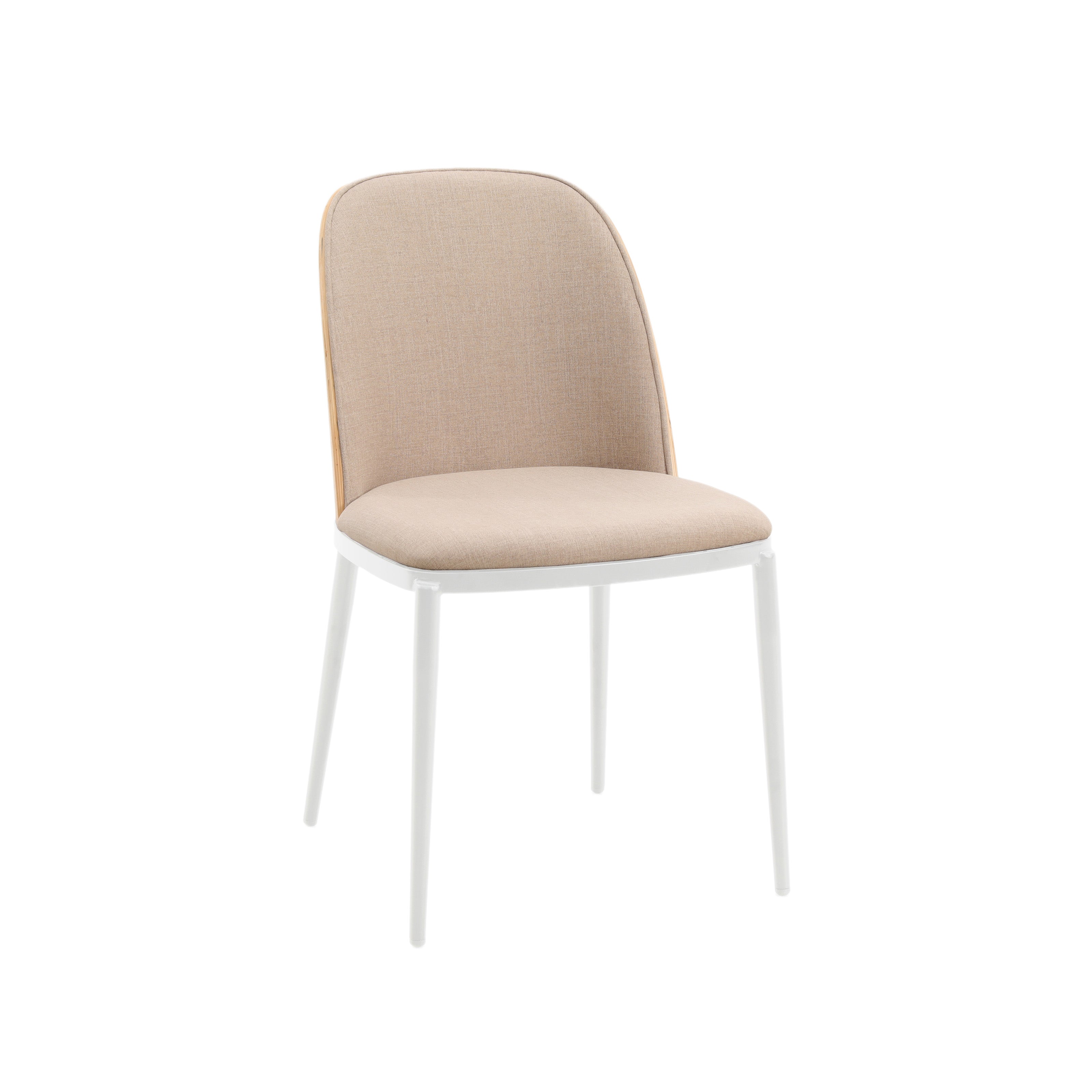 Tule Mid-Century Modern Dining Side Chair with Velvet Seat and White Powder-Coated Steel Frame