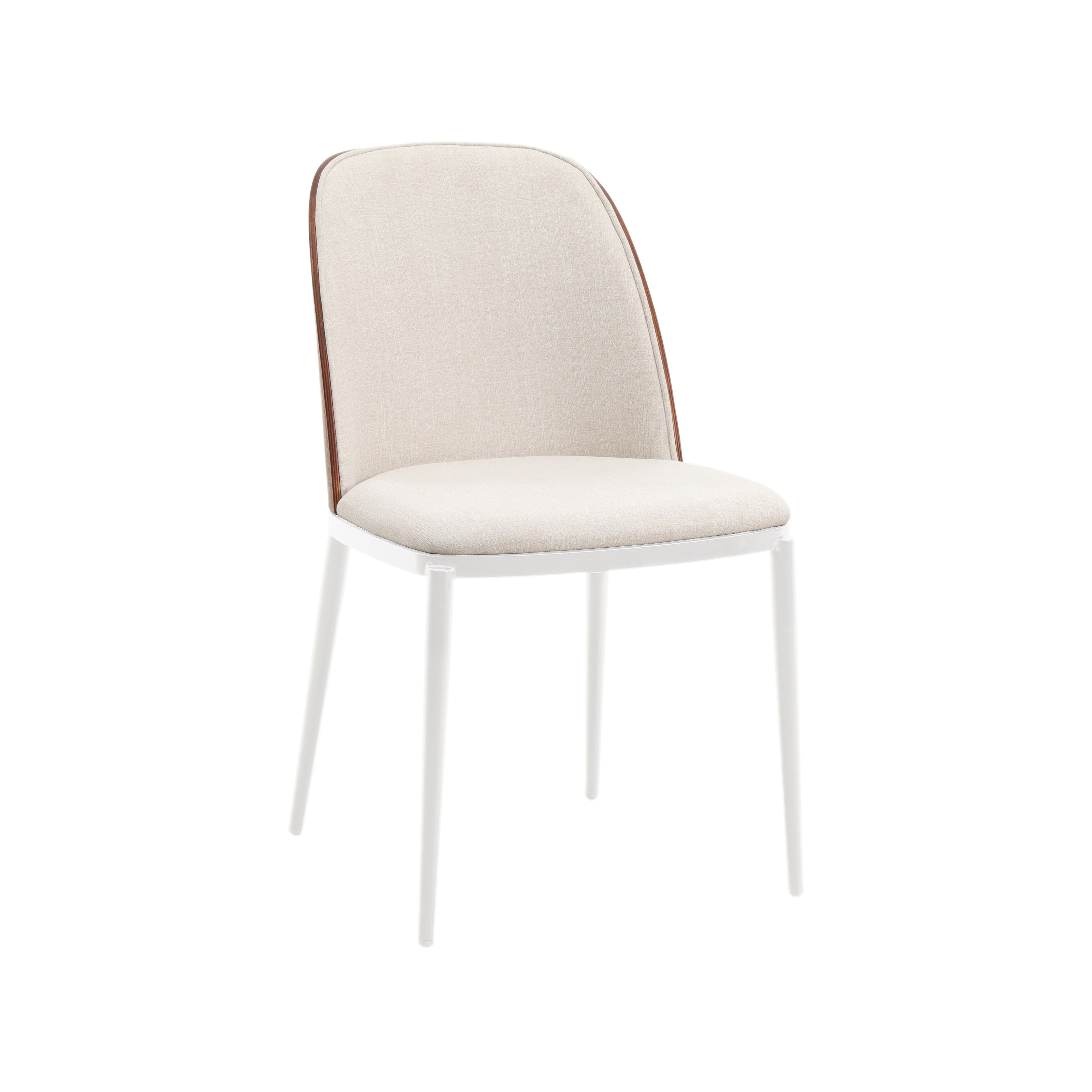 Tule Mid-Century Modern Fabric Dining Side Chair with White Powder-Coated Steel Frame